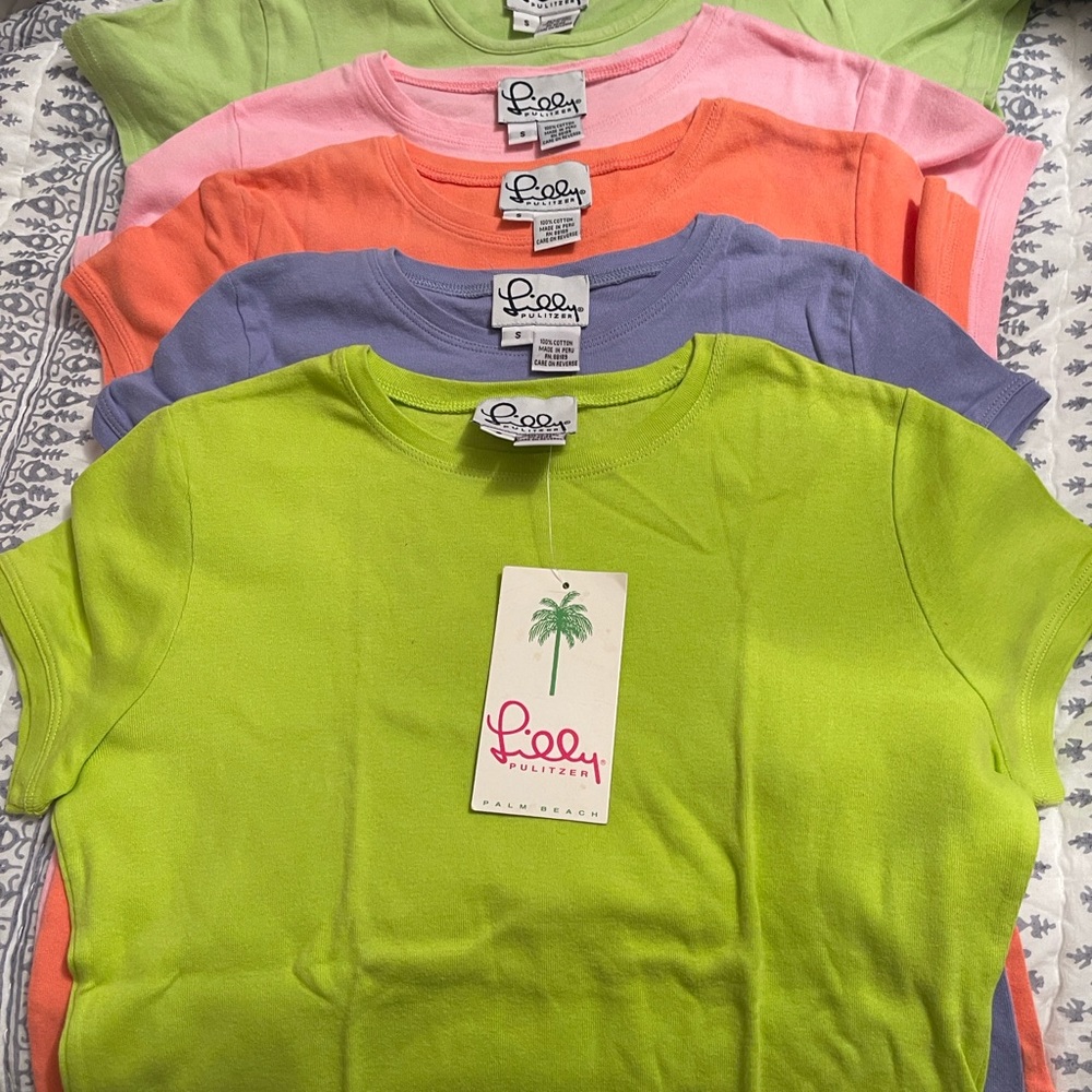 Lilly Pulitzer' Short Sleeve Tees - Lime, Coral, Lavender, Pink Five total tees